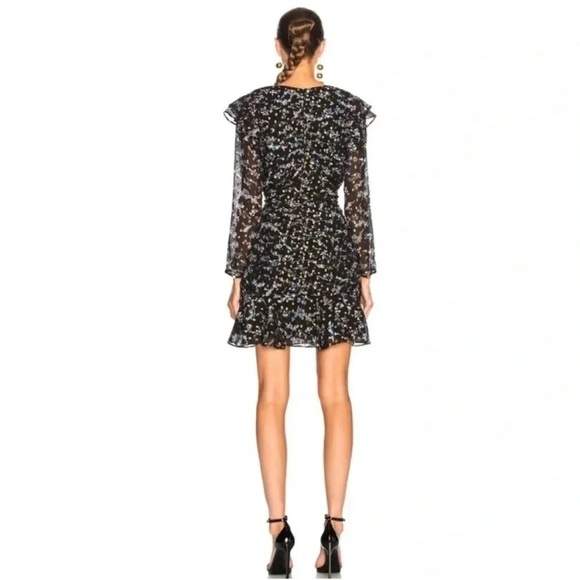 Veronica Beard Black Floral Metallic Long Sleeve Dress - Picture 4 of 14